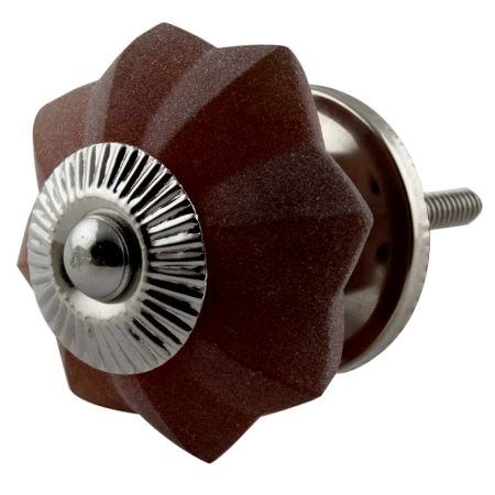 Dark Amber Frosted Melon Glass Dresser Knobs